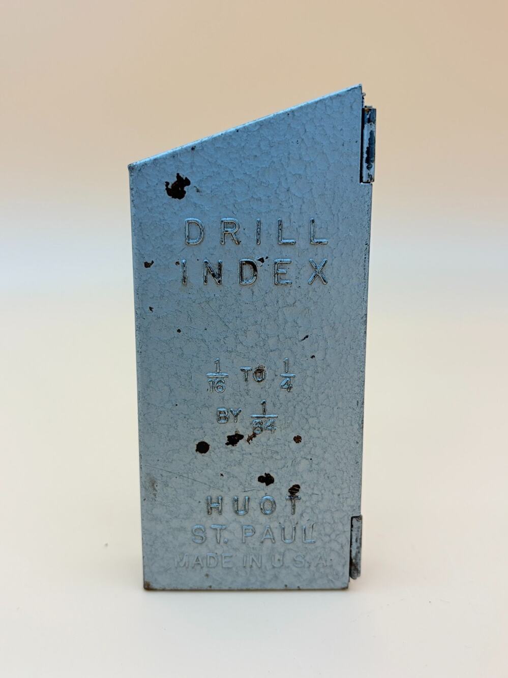Drill Bit Set Vintage Huot Metal Index Case 1/16-1/4 by 1/64 USA Tool 13pc